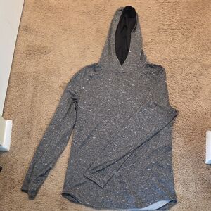 Gray Hooded Long Sleeve Top